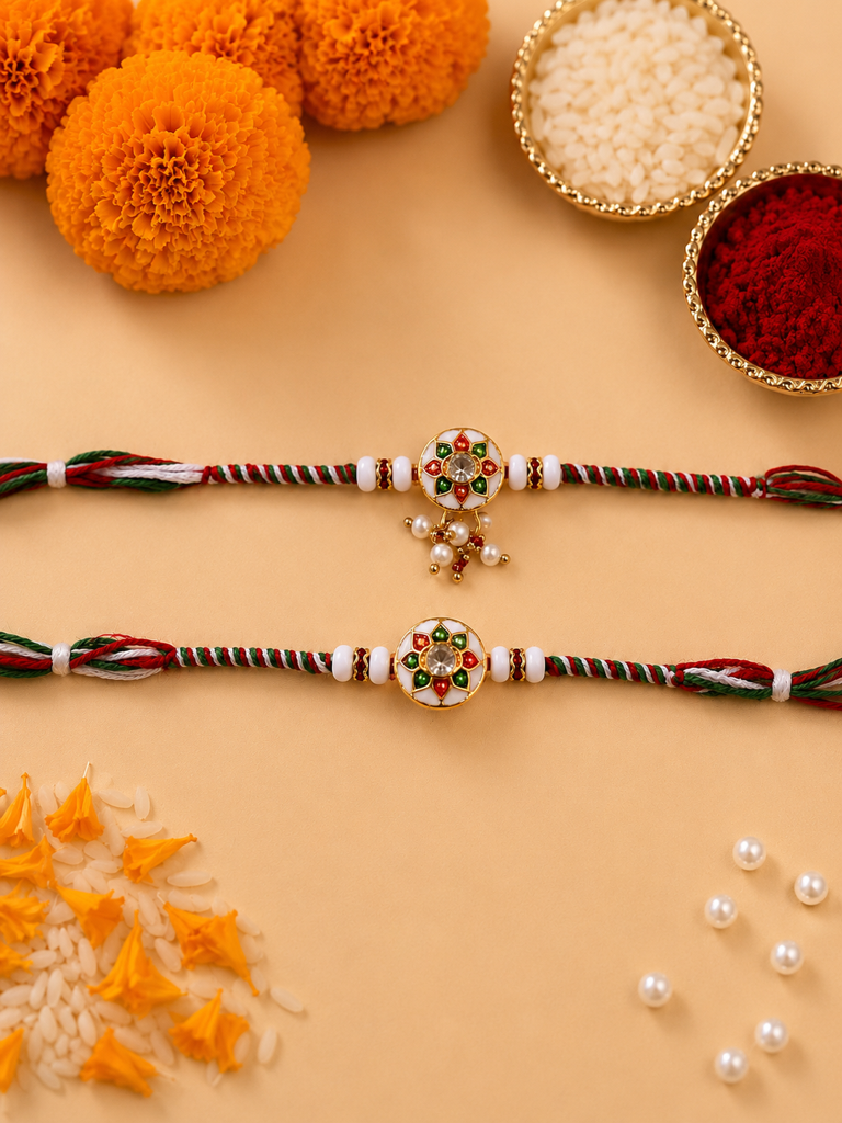 Eternz Certified Jewellery - Shastra Rajwadi Charm Rakhi Set