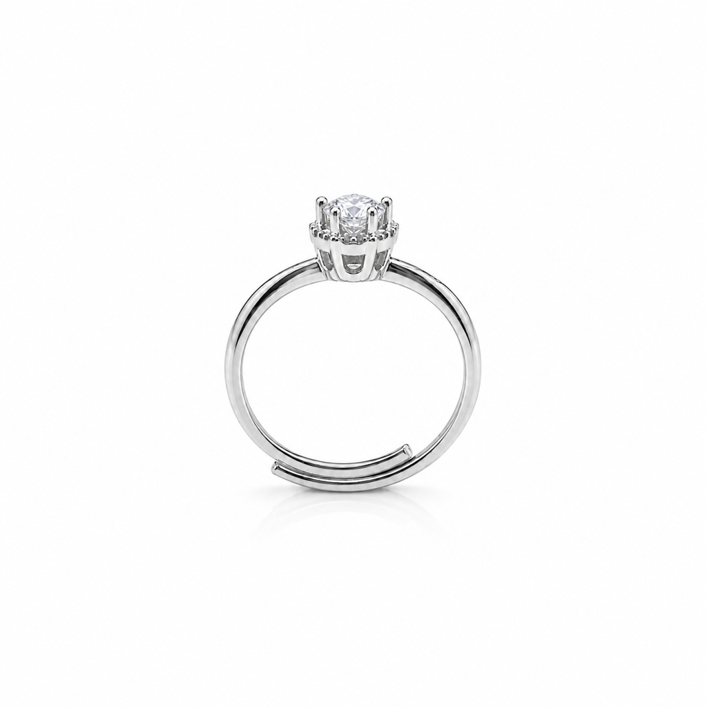 925 Silver Crown Solitaire  Adjustable Ring : LR23685