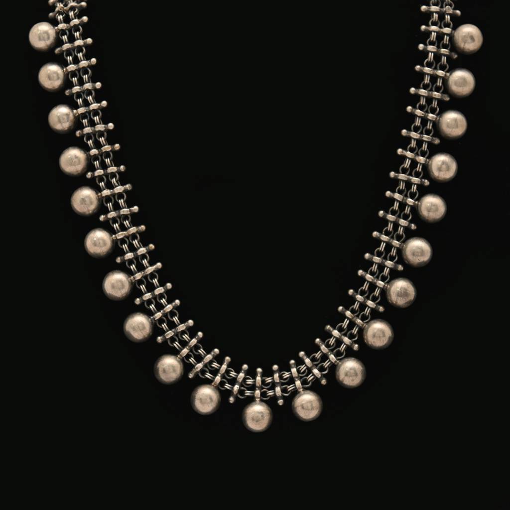 925 Pure Silver Antique Elegant Necklace | Classic Pearl Beaded Necklace : NL1031A