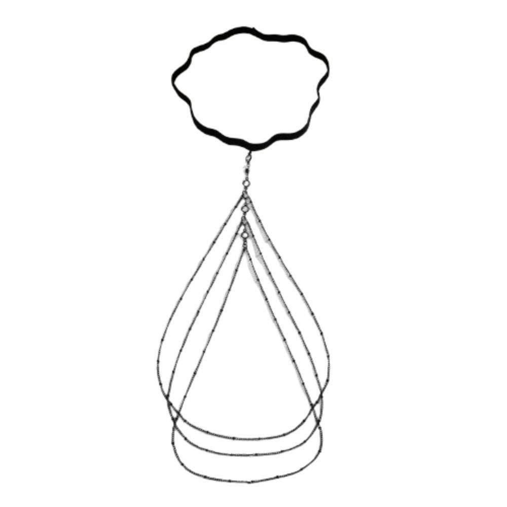 Multi Layered Thigh Leg Chain With Rhinestones (Single) : ASX1024BJ130BK