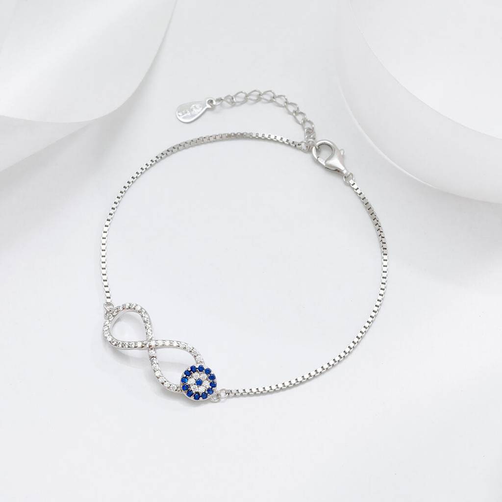 Infinity Evil Eye 925 Silver Bracelet : BR-80075