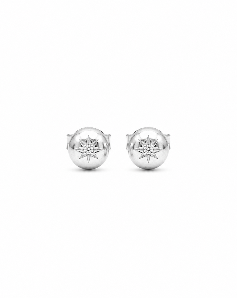 Recycled 925 Sterling Silver Starbound Dome Studs – Minimalist Everyday Wear : ER-16S
