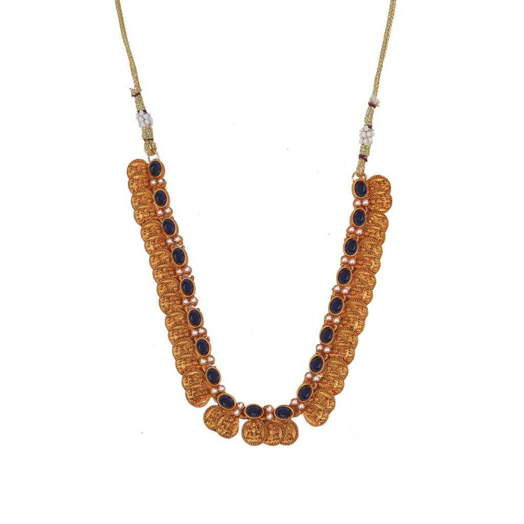Exquisite Gold-Plated Classy Coin Necklace Set : LaxmicoinBlack