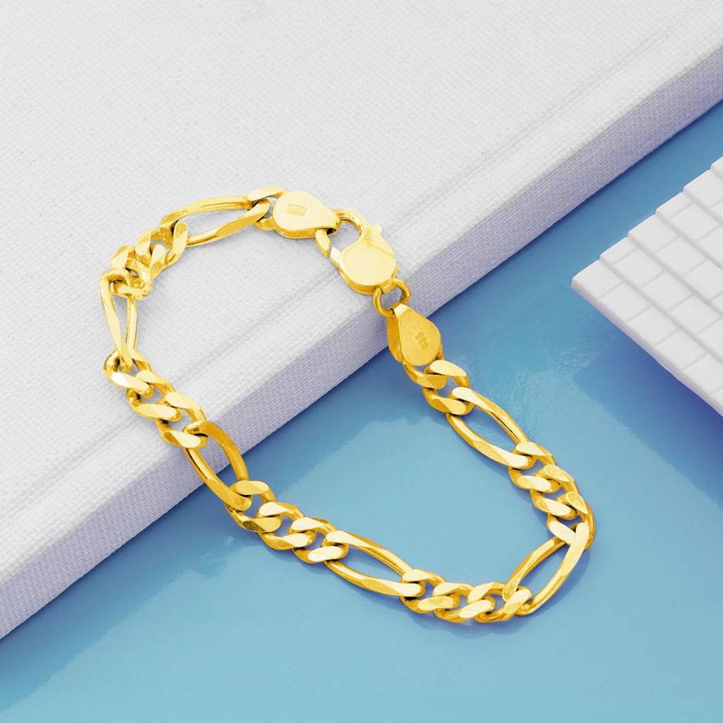 Luxurious Gold Plated 925 Sterling Silver Men'S Linked Bracelet : BR-80300-G
