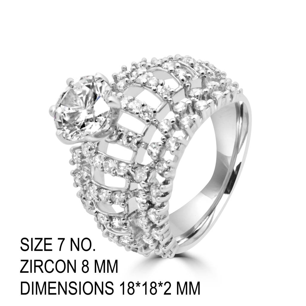 925 Sterling Silver Statement Ring With Vibrant Zircon Stones For A Bold And Luxurious Look : LR1221