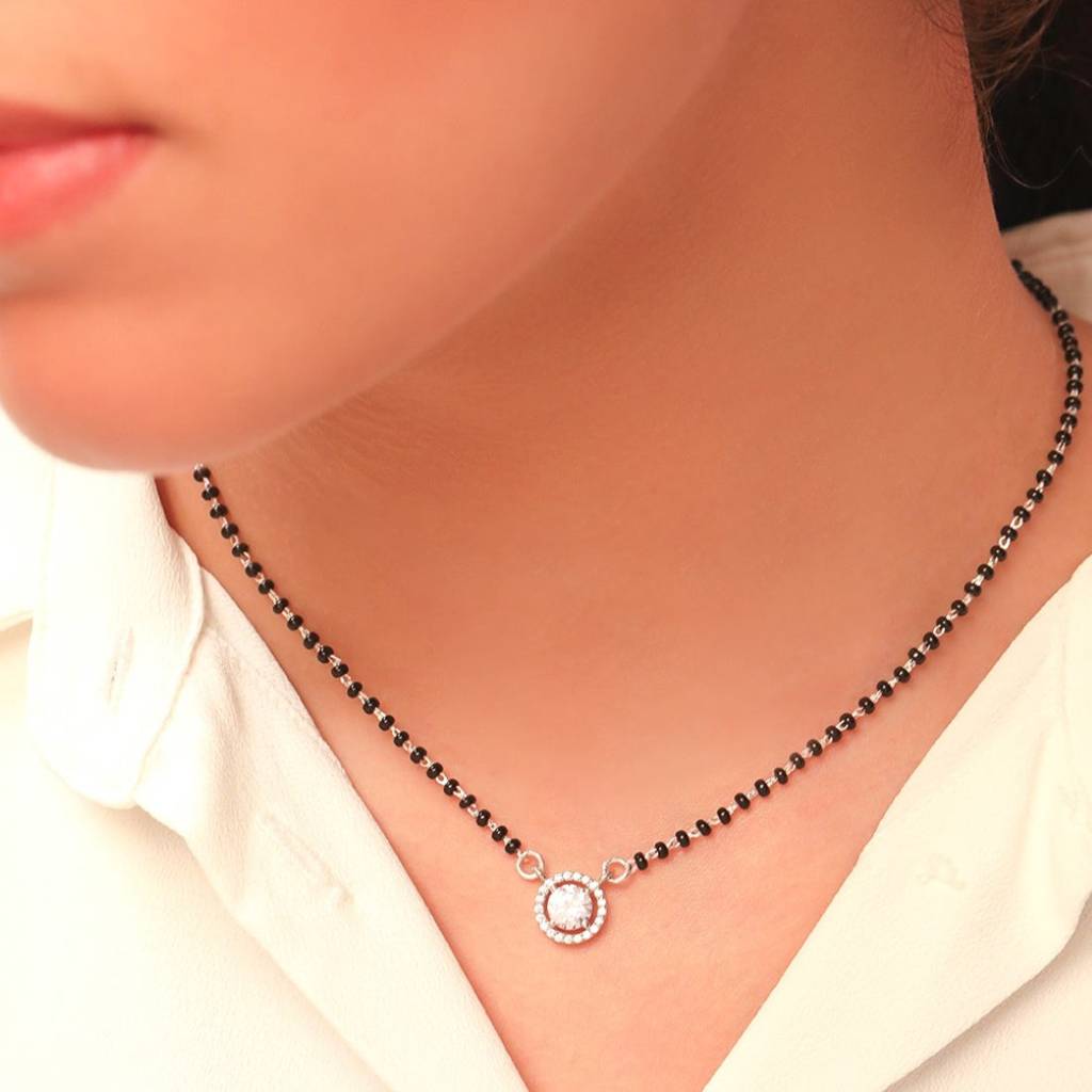 Radiant Union 925 Sterling Silver Rhodium-Plated Mangalsutra : MGS-10051-C-R