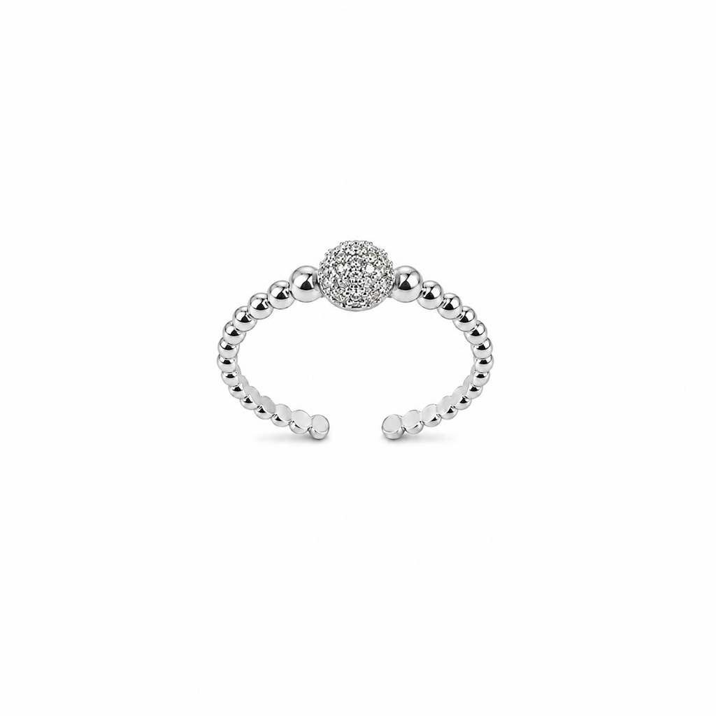 925 Silver Crystal Ball Adjustable Ring : LR22310