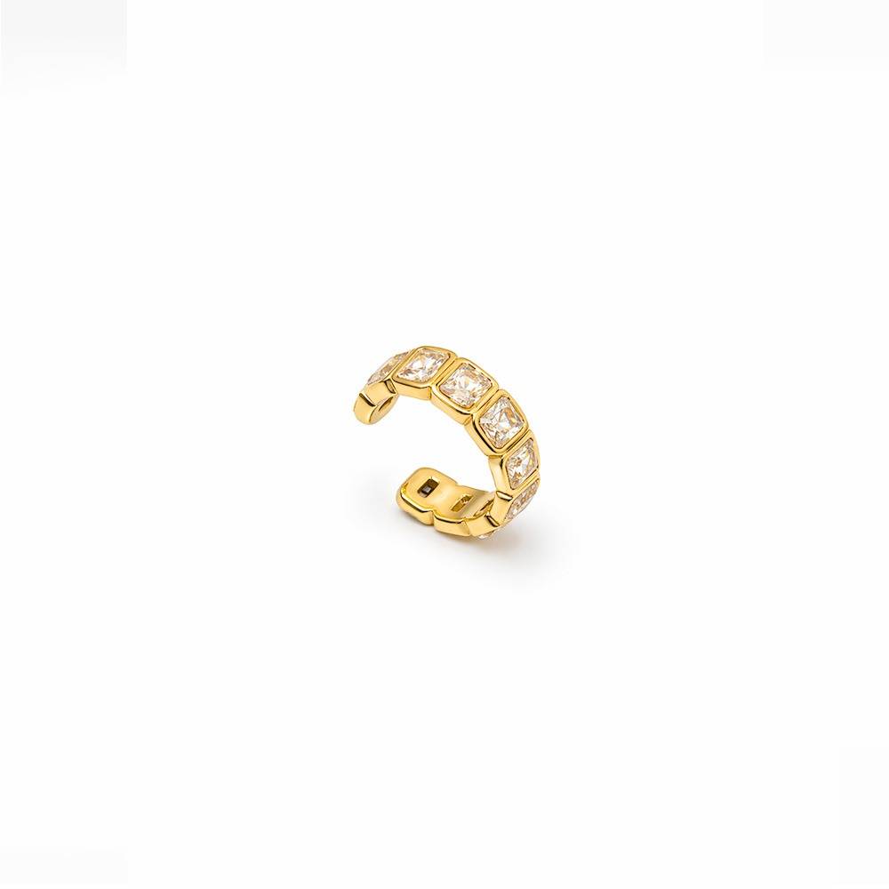 Women 18K Gold-Plated Emerald-Cut Cz Studded Eternity Ear Cuff : 101126