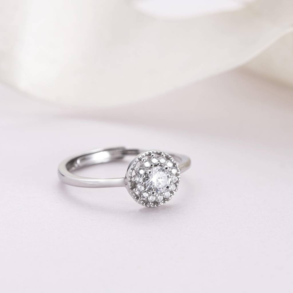 Solitaire Cz Studded 925 Sterling Silver Ring (Adjustable) : RNG-40071