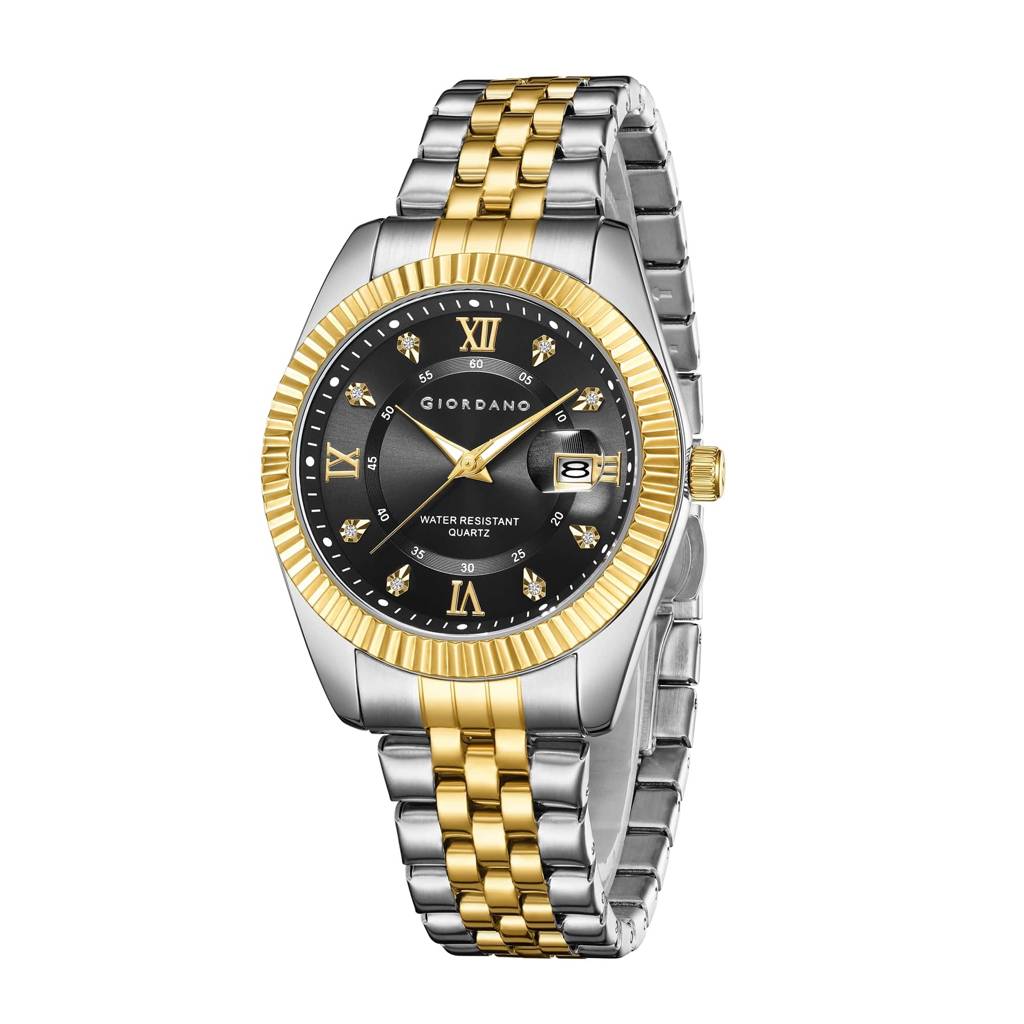 Giordano Analog Watch For Men - Dual-Tone Stainless Steel Strap, Crystal Indices And Fluted Bezel : GZ-50139-66