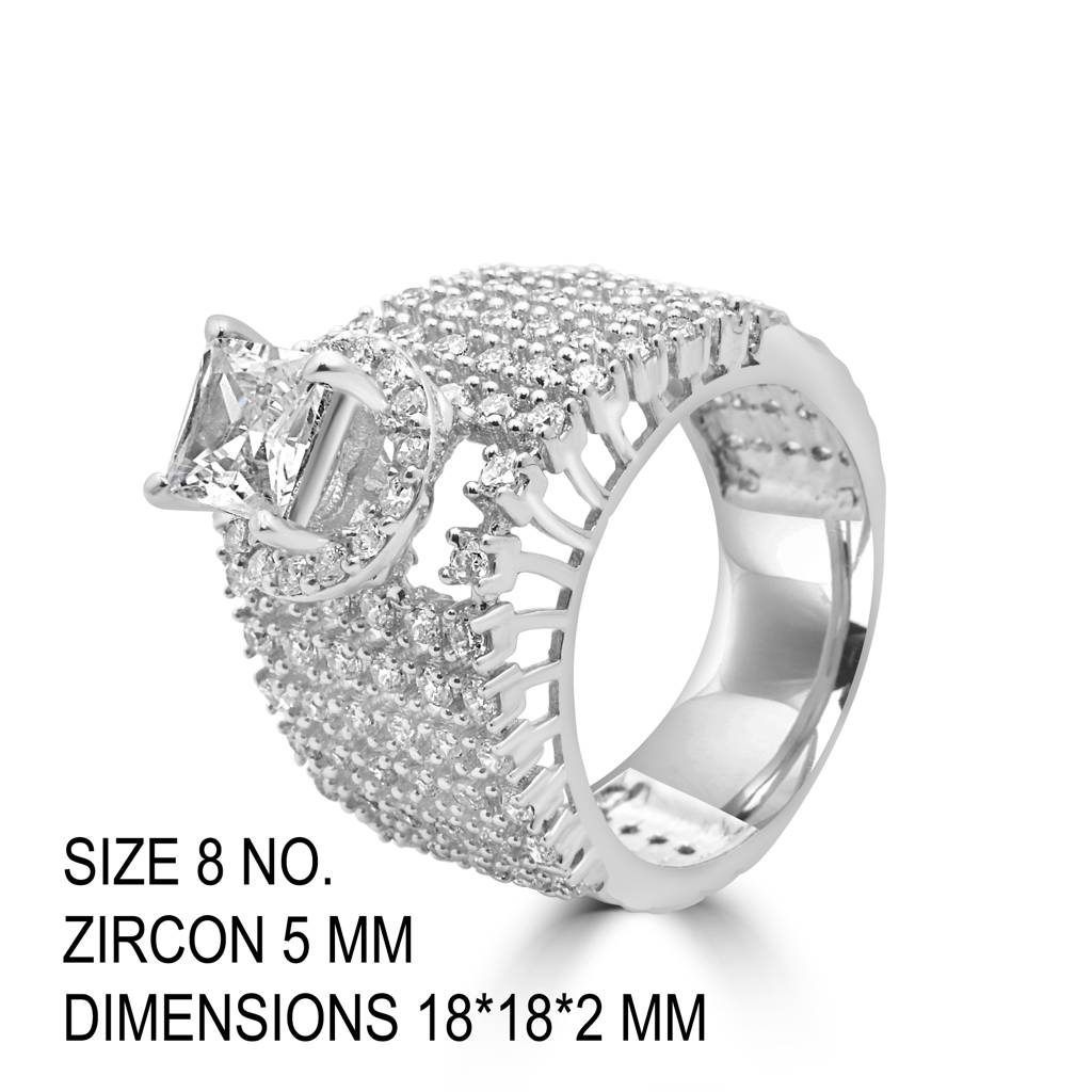 Luxe 925 Sterling Silver Ring With Stunning Zircon Stones For A Bold, Eye-Catching Appeal : LR1226