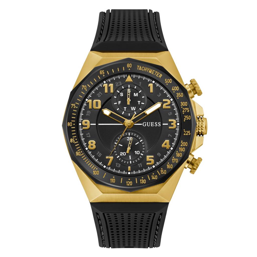 Guess Round 46Mm Black Dial Analog Men Watch - Gw0902G1 : GW0902G1