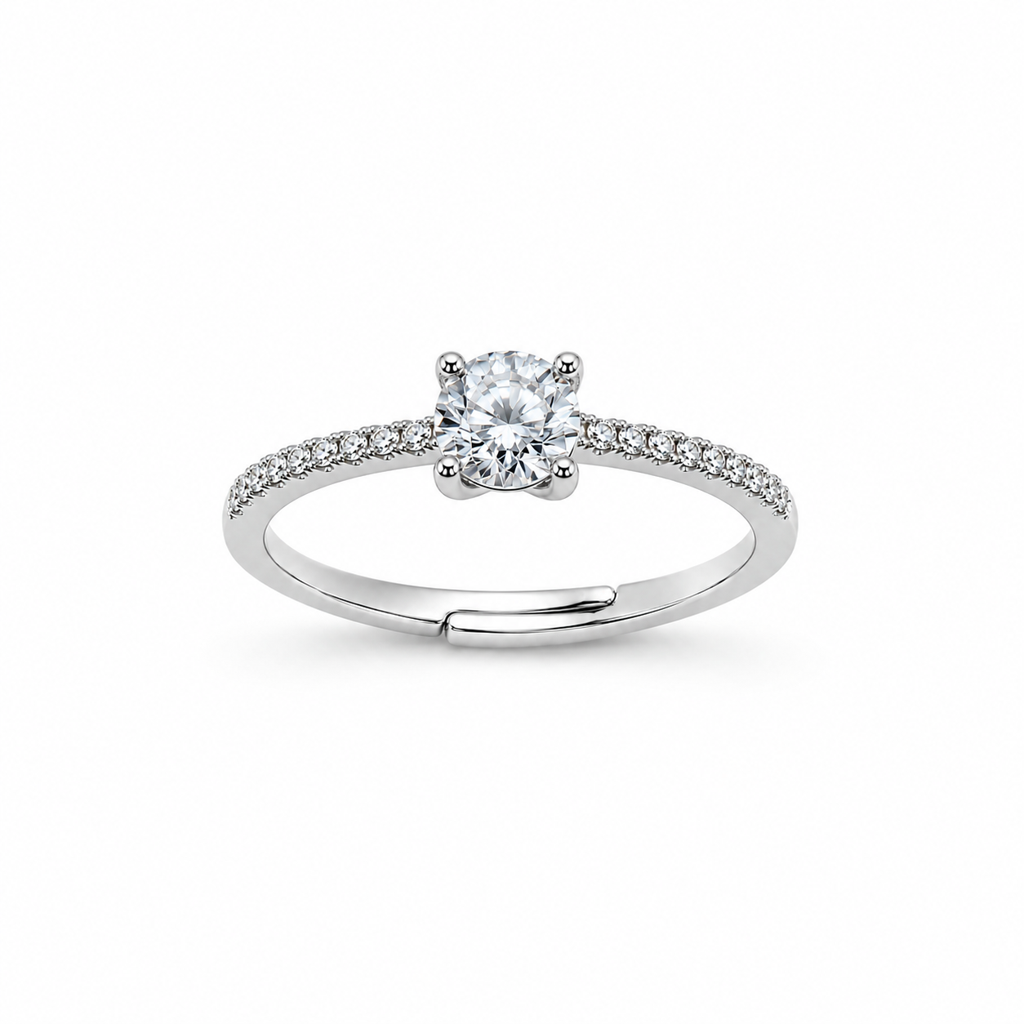 925 Silver Classic Solitaire Adjustable Ring : LR23420