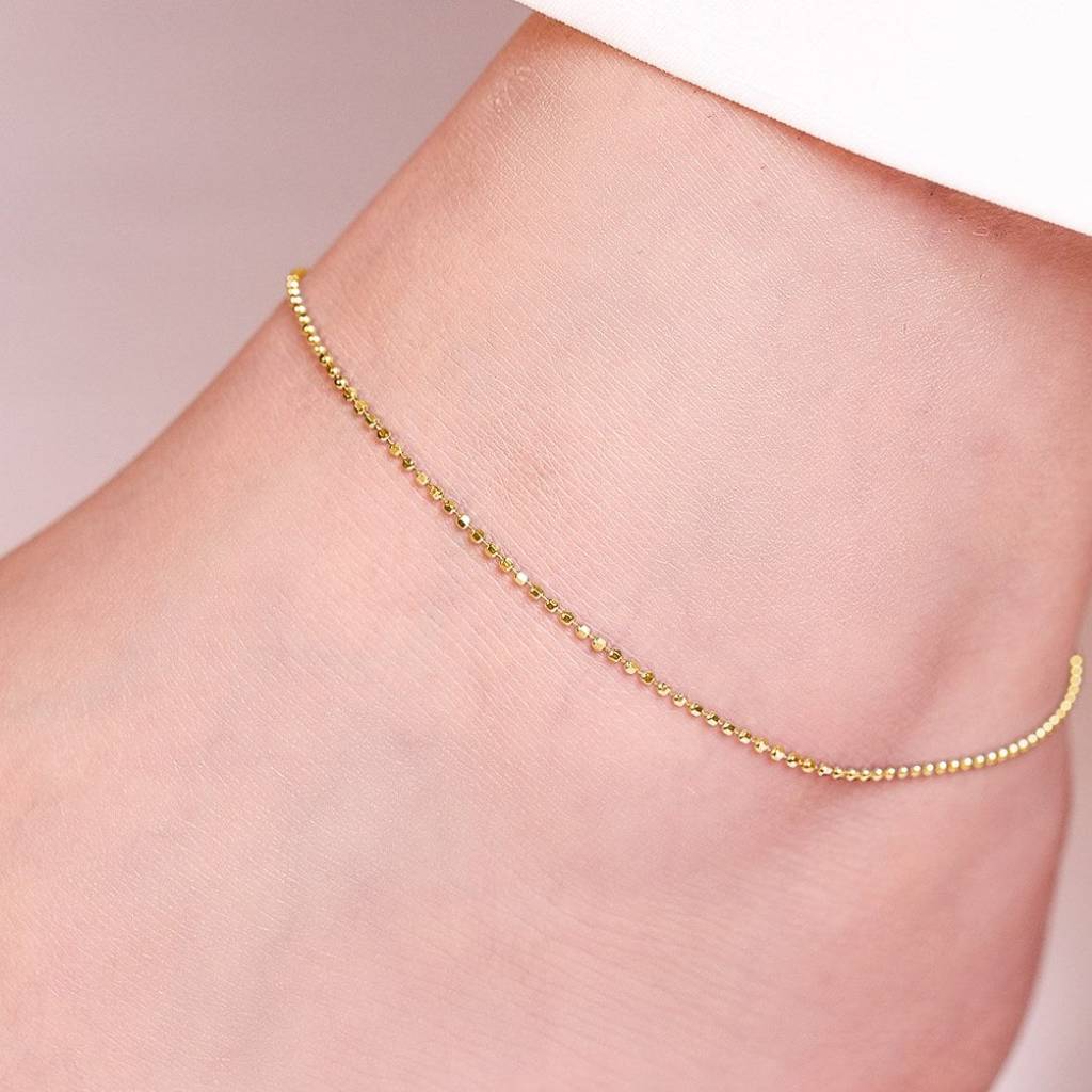 Golden Sphere 925 Sterling Silver Gold Plated Anklets : ANK-60014-PAIR-G