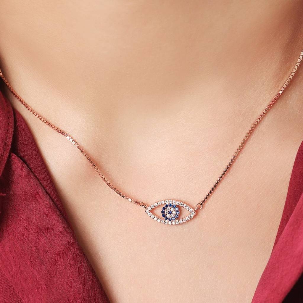 Evil Eye 925 Silver Rose Gold Necklace : NL-30074
