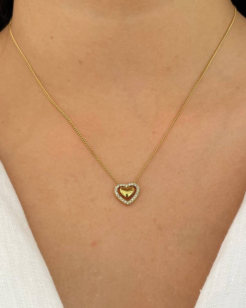 18K Gold Plated Valentines Heart Of Hearts Necklace : N105