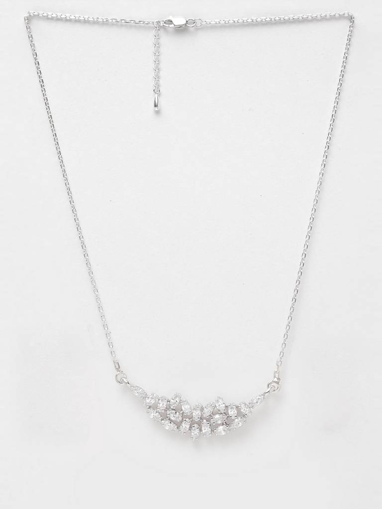 925 Sterling Silver Rhodium Plated Daisy Pendant Necklace With Chain Gift For Women And Girls : CSWZMP75_SCH