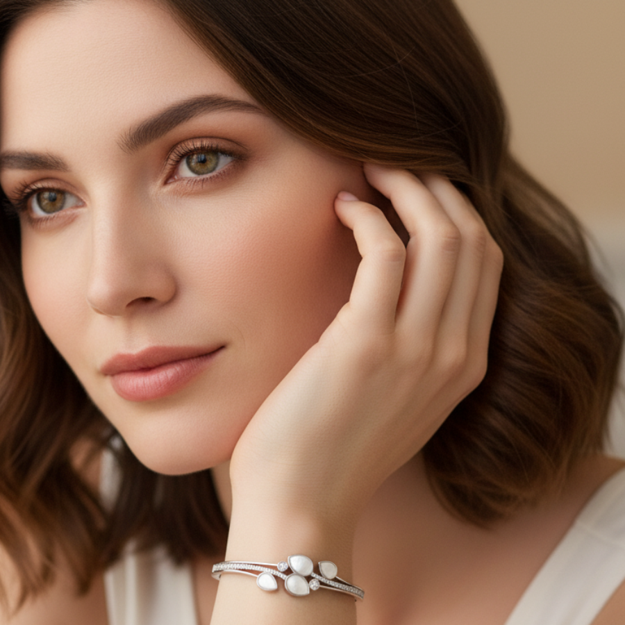 Opal Flower Bracelet For Women | Elegant Floral Stone Bracelet Jewellery : 5151925909