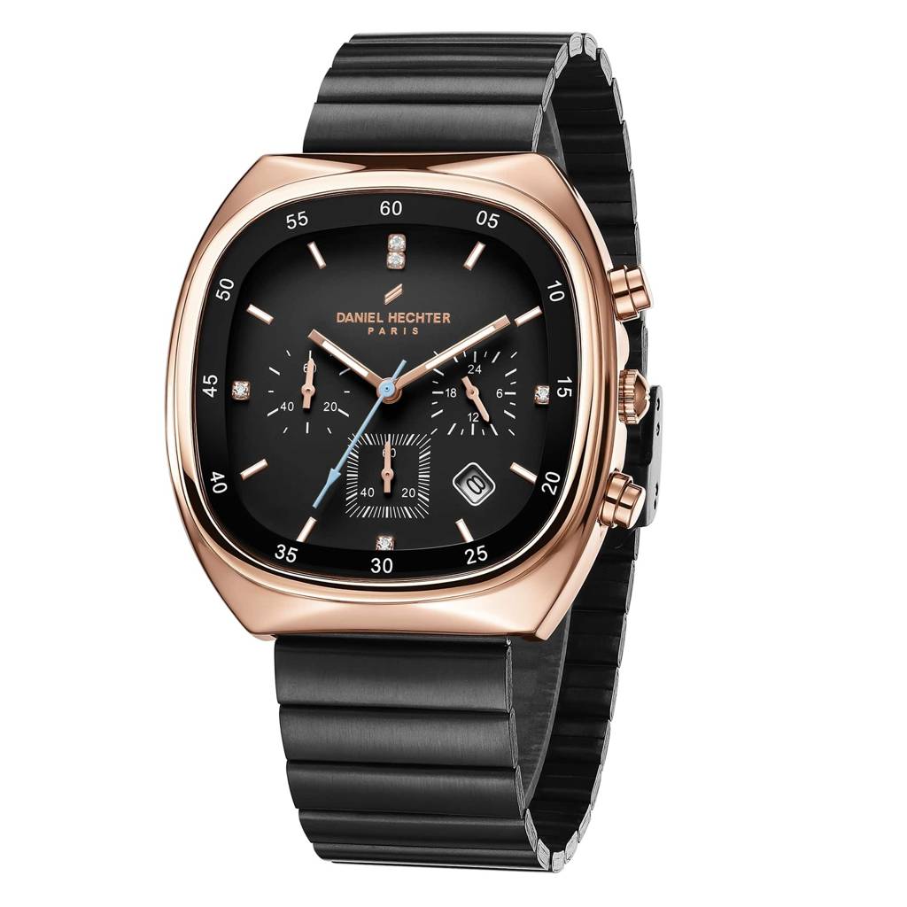 Daniel Hechter Paris Bercy Collection Modern Multi Functional Watch For Men With Square Dial And Stainless Steel  : DHM1001-11