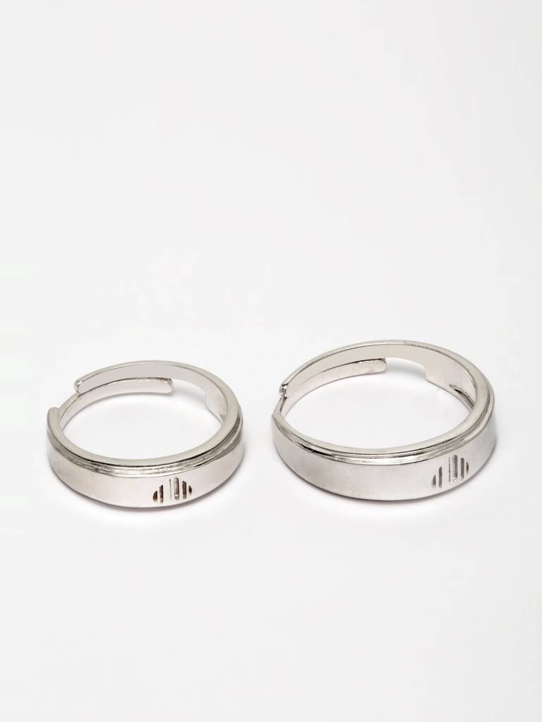 Pure 925 Sterling Silver Heart Adjustable Couple Band For Men And Women : CSCPLR4_MF