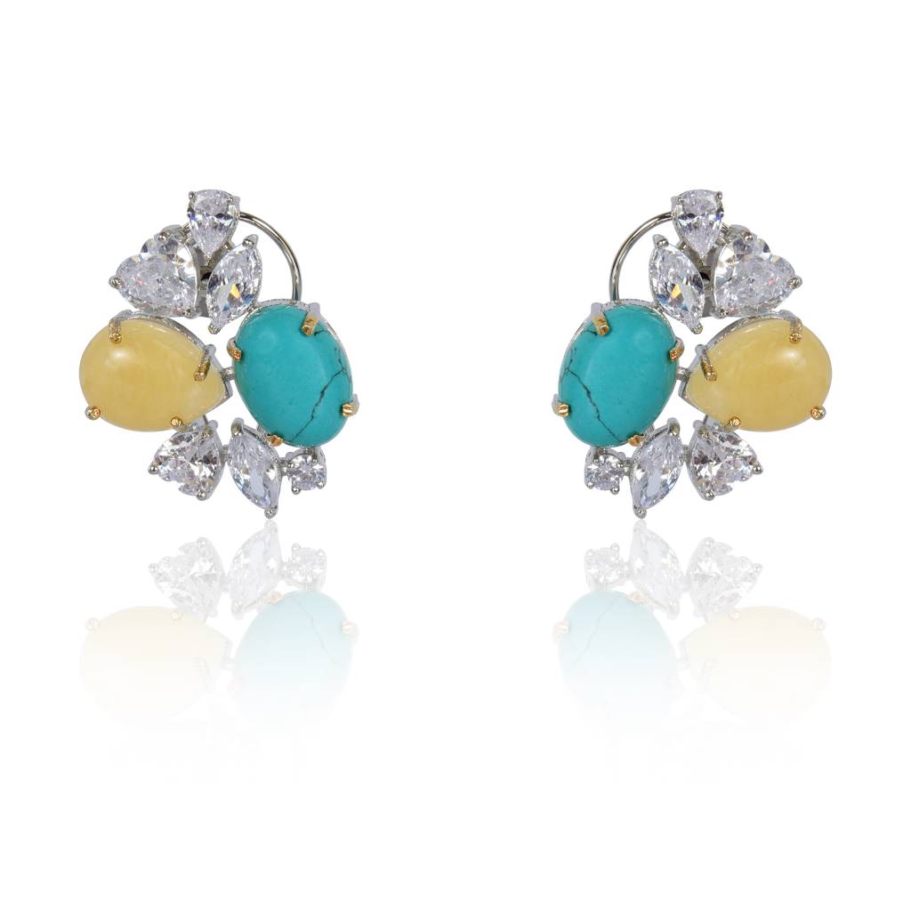 Sunshine Yellow And Turquoise Stud Earrings : IE896A