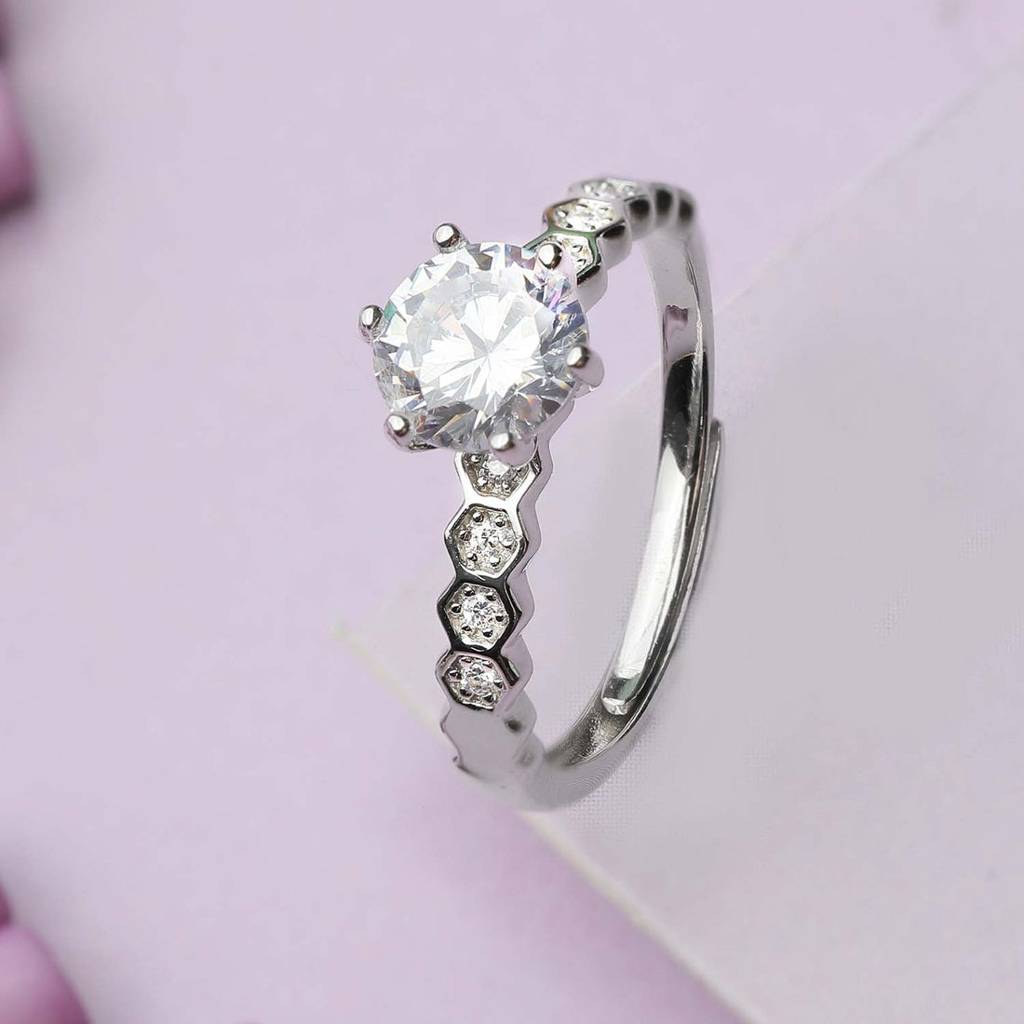 The Princess Solitaire 925 Silver Ring (Adjustable) : RNG-40025