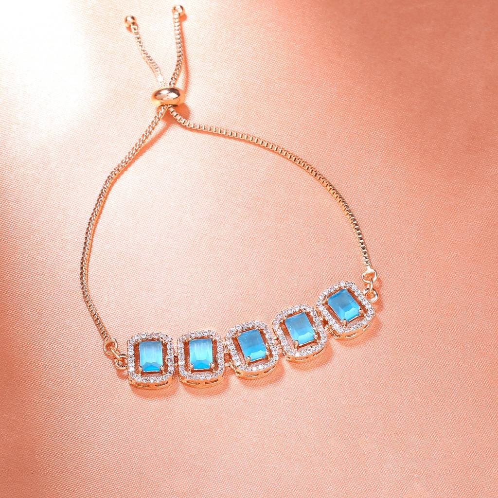 Luxe Octagon Cut Stretch Crystal Vintage Bracelet - Rose Gold