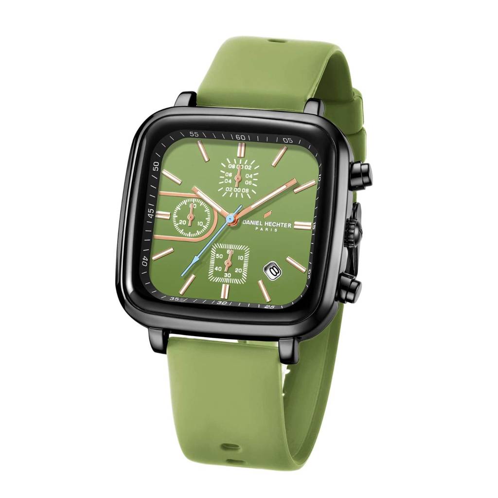 Daniel Hechter Paris Belleville Collection Modern Multi Functional Watch For Men With Square Dial And Silicon Ban : DHM1002-05