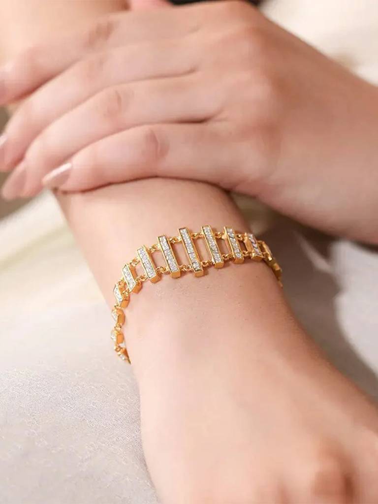 Silver 92.5 Aam Ras Polki Step Bracelet : U080SG010LB0729