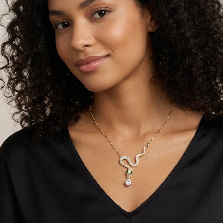 Dainty Snake Pendant Necklace For Women – Elegant Minimal Snake Design With Sleek Modern Finish | Premium Contemp : 6956550090