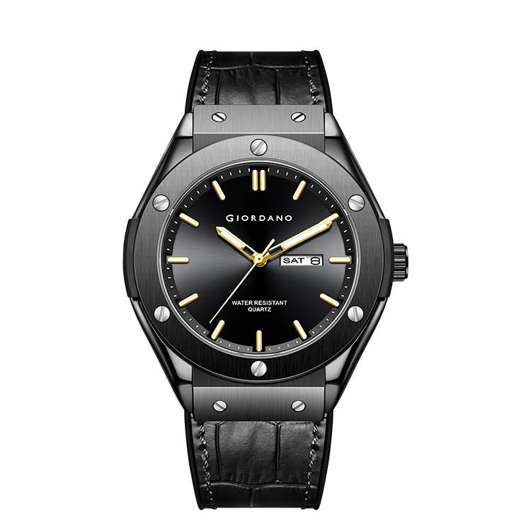 Giordano Casual Analog Watch For Men With Leather Band, Day-Date Function And Quartz Movement : GZ-50142-01