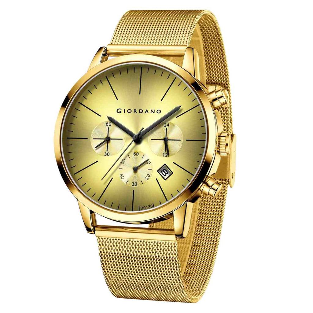 Giordano Formal Chronograph Watch For Men With Round Dial, Mesh Metal Strap, And Date Display : GZ-50183-33