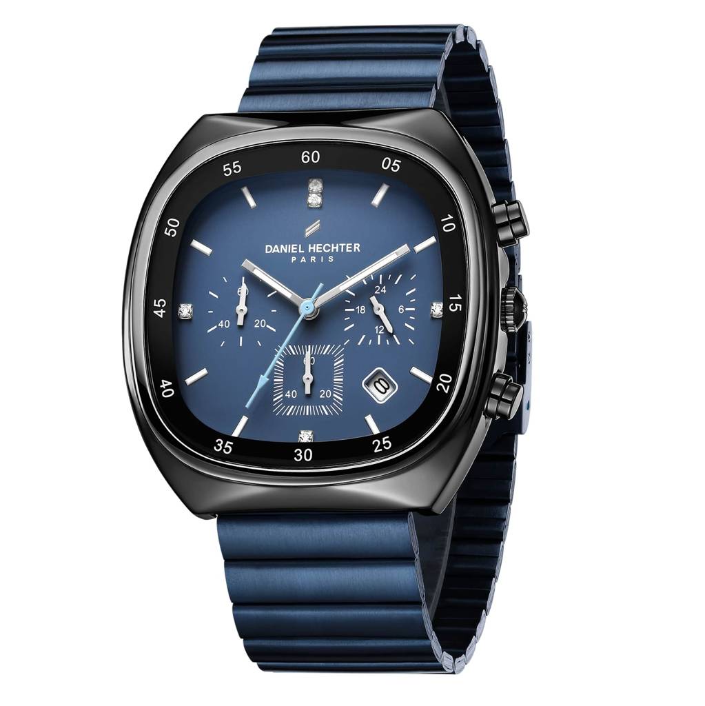 Daniel Hechter Paris Bercy Collection Modern Multi Functional Watch For Men With Square Dial And Stainless Steel  : DHM1001-55