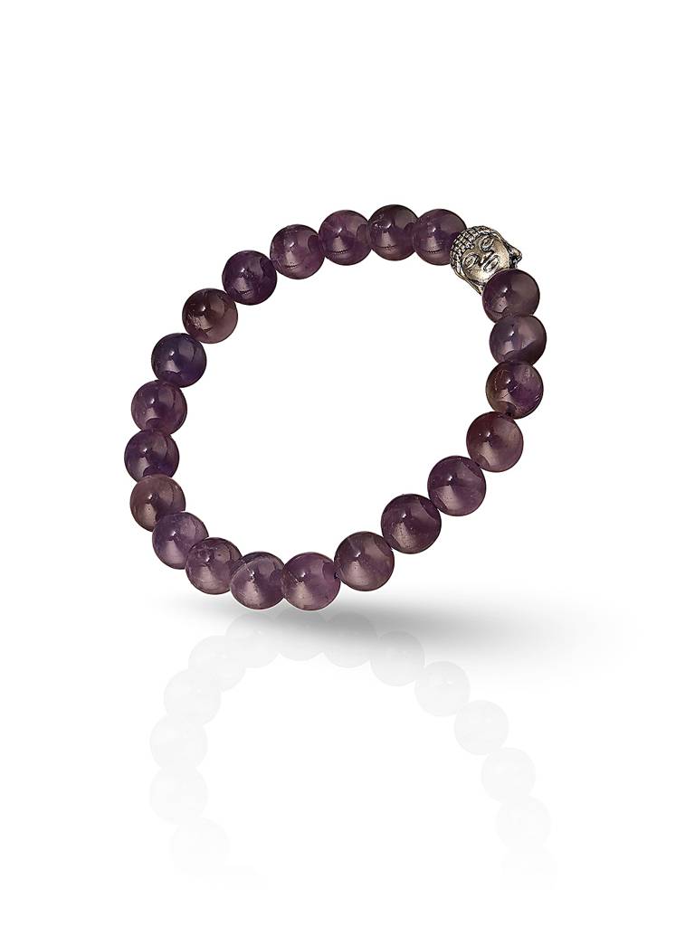 Natural Amethyst Stone Bead Bracelet For Positive Energy & Balance : STBR8222