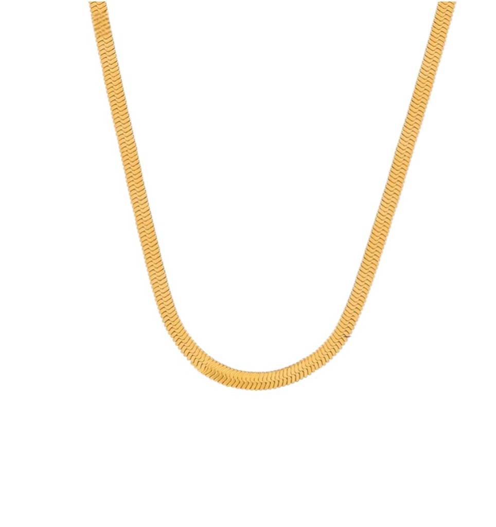 18K Gold Plated Waterproof Anti-Tarnish 2Mm Snake Chain Thin Necklace : ALL0725N694