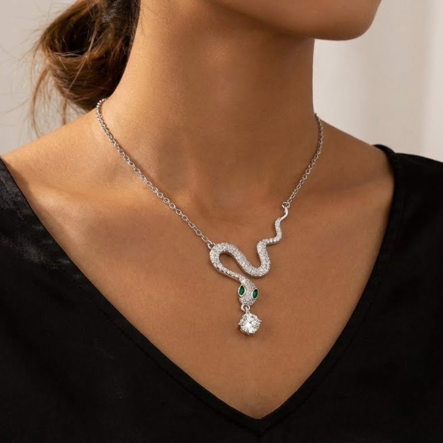 Dainty Snake Pendant Necklace For Women – Elegant Minimal Snake Design With Sleek Modern Finish | Premium Contemp : 1984946626