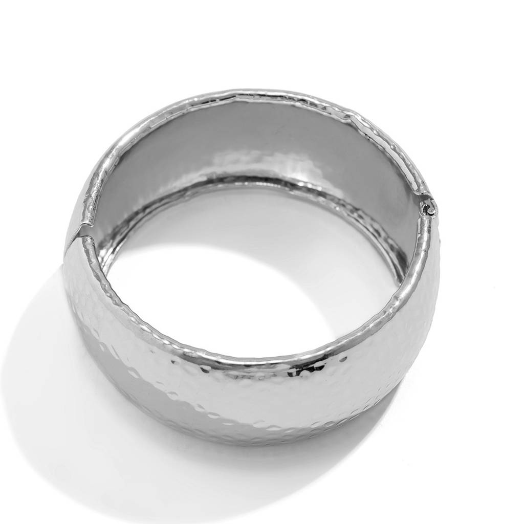 Shiny Gold/Silver Plated Anti-Tarnish Bold Hammered Chunky Open Bangle Bracelet : ADN0525B367S