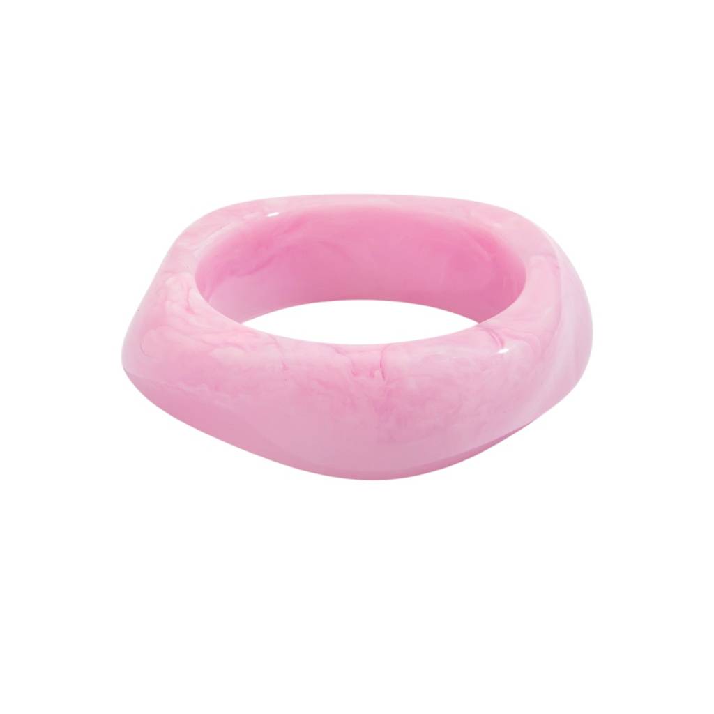 Chunky Wide Edge Rounded Square Polygonal Acrylic-Bangle : ADN0825B2252PK