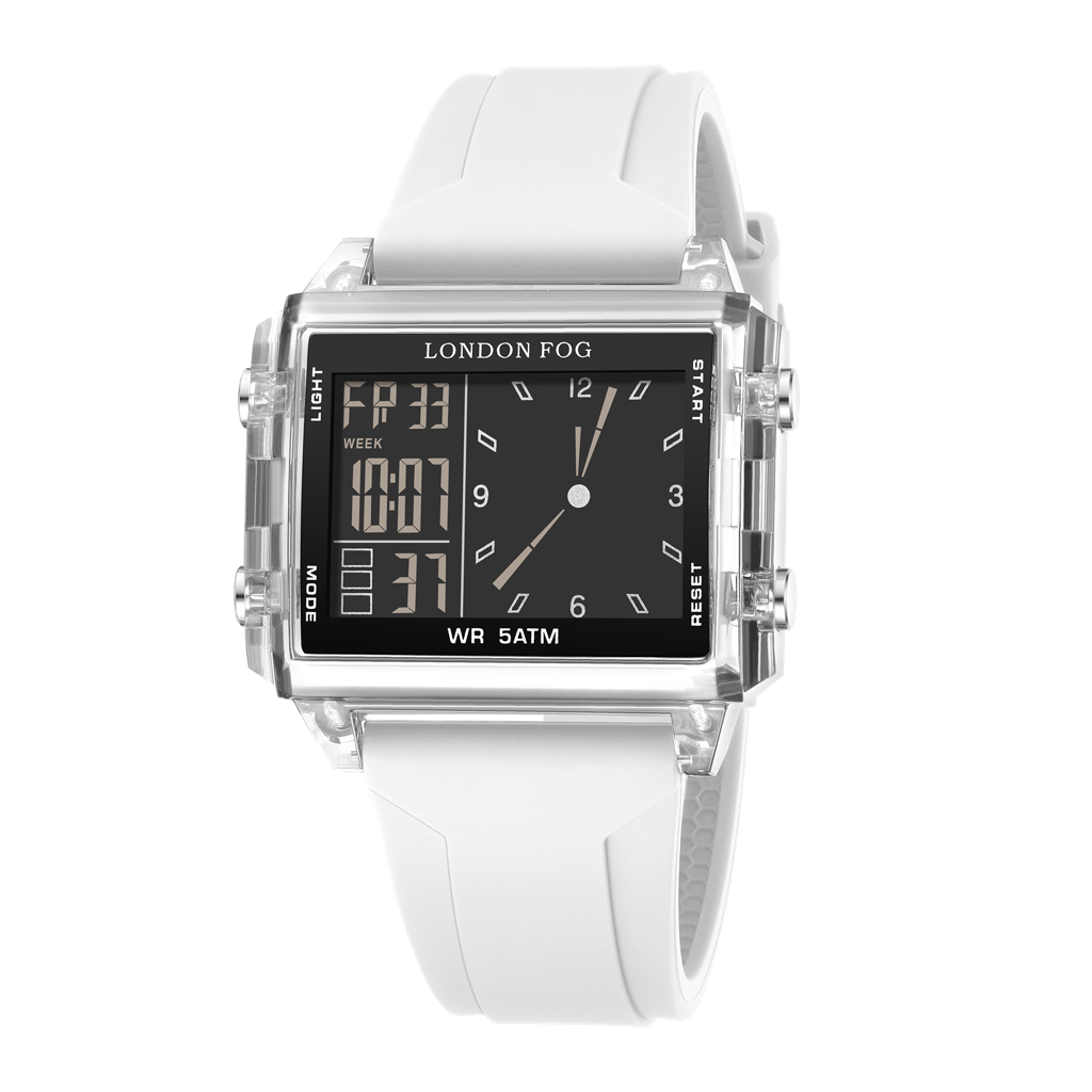 Analog-Digital Quartz Watch For Men With Square Dial, Day-Date Display, Silicone Strap And Water Resistance : LFM10015-02
