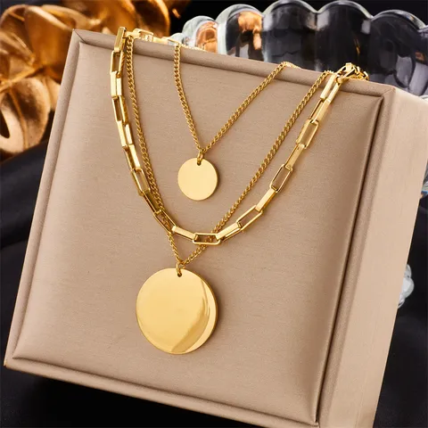 Anti-Tarnish Layered Luxe Gold Plated Necklace : NENECKGPNA18