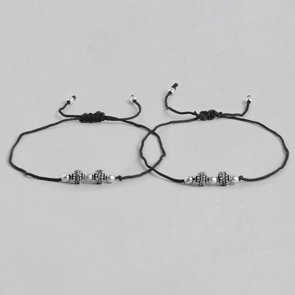 Tribal Beads Thread Silver Anklet : U080SO05LA0325