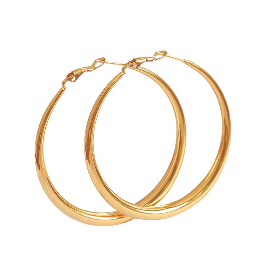 18K Gold Plated Waterproof, Anti-Tarnish Big Round Hoops Earrings : AOU0125E02G