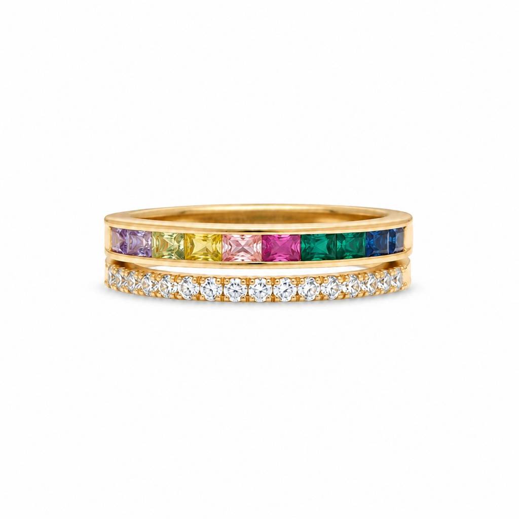 Rainbow Multistone Pave Ring : RRAPR26AID-05