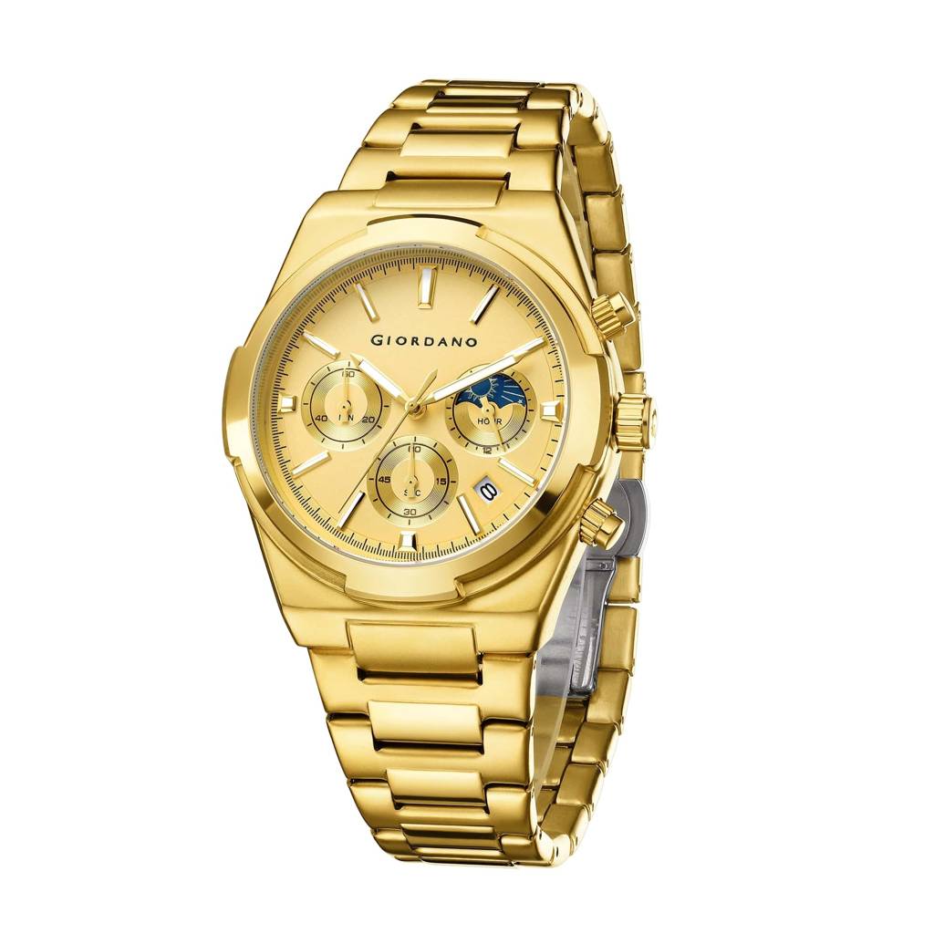 Giordano Luxury Multifunctional Watch For Men With Round Dial, Date Display And Stainless Steel Strap : GZ-50152-33