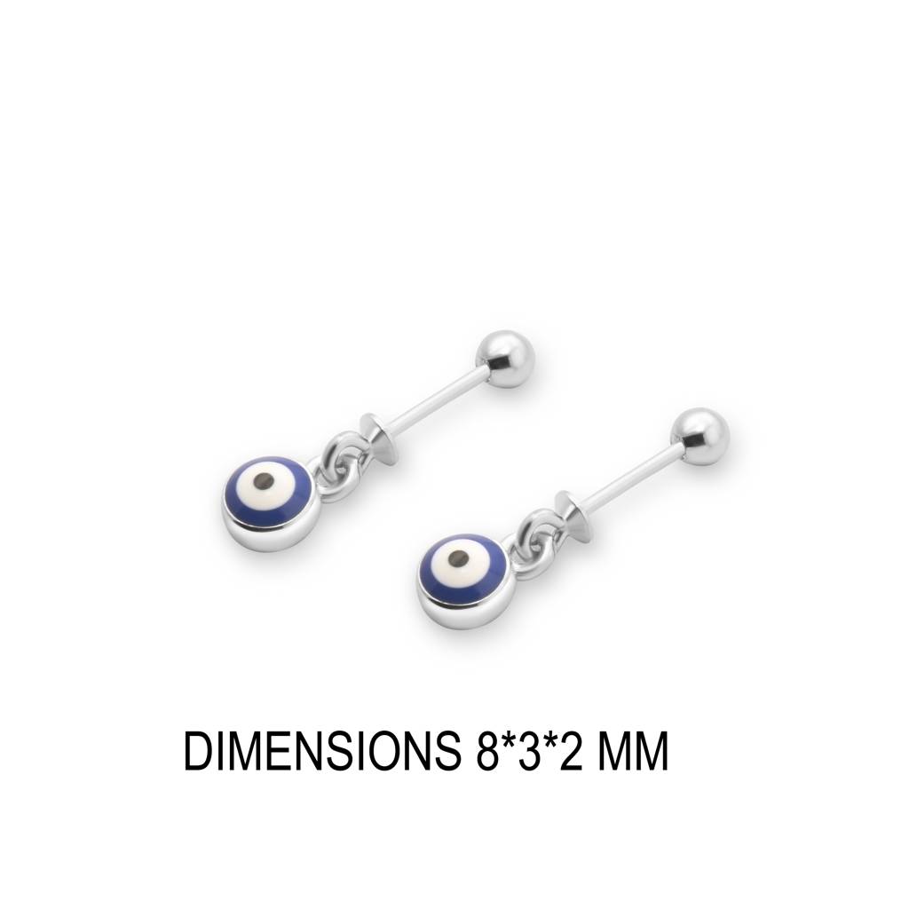 Sterling Silver Evil Eye Drop Earrings With Intricate Detailing For Protection And Style : TWP1258