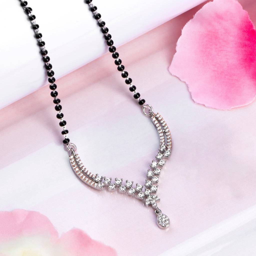 Dual Tone Radiance Cz 925 Sterling Silver Mangalsutra : MGS-10067-C-RRG