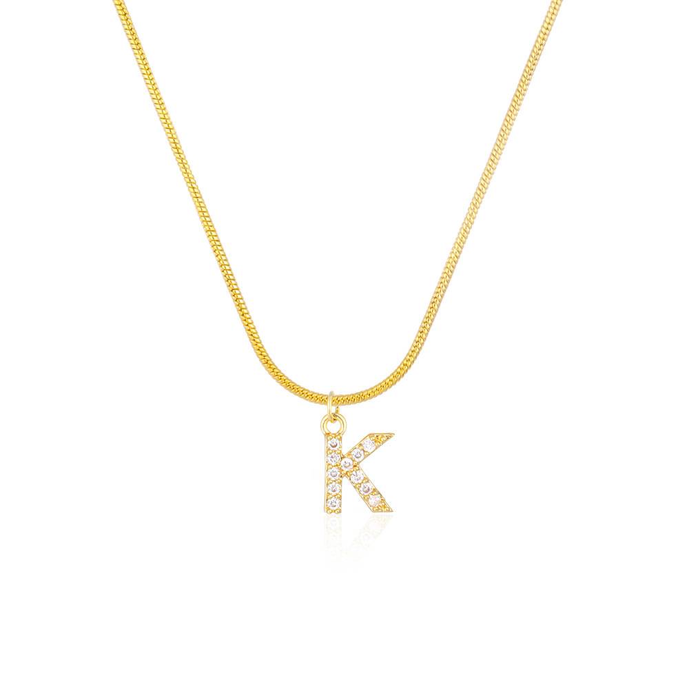 18K Gold Plated Anti-Tarnish Zircon Initial Letter Pendant Necklace : AWU0125P25K
