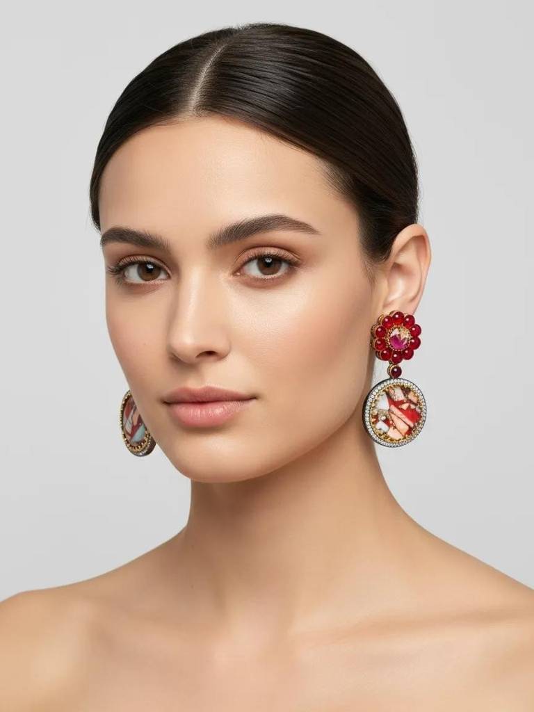 Tharini Earrings | Marble Stone : RKER000006