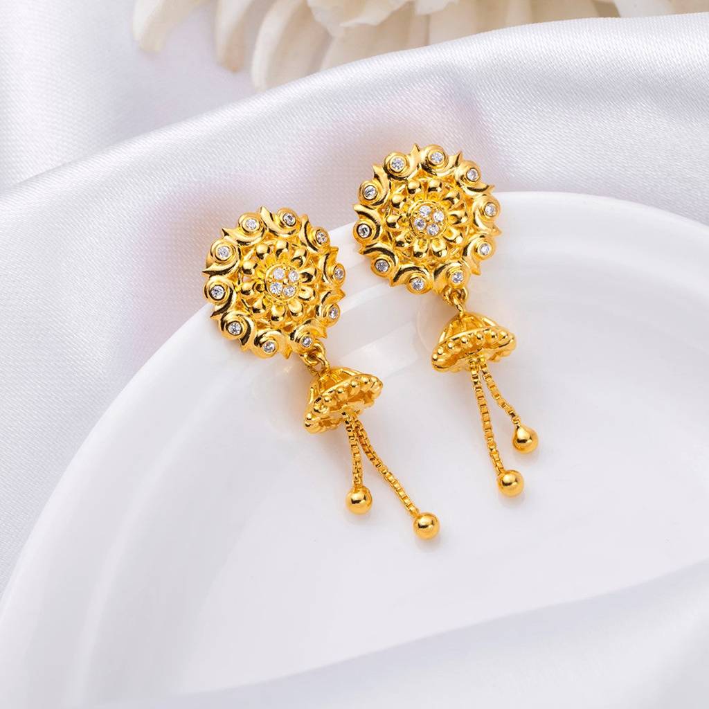 Abstract Radiance 925 Sterling Silver Gold-Plated Abstract Earrings : EAR-20799-G