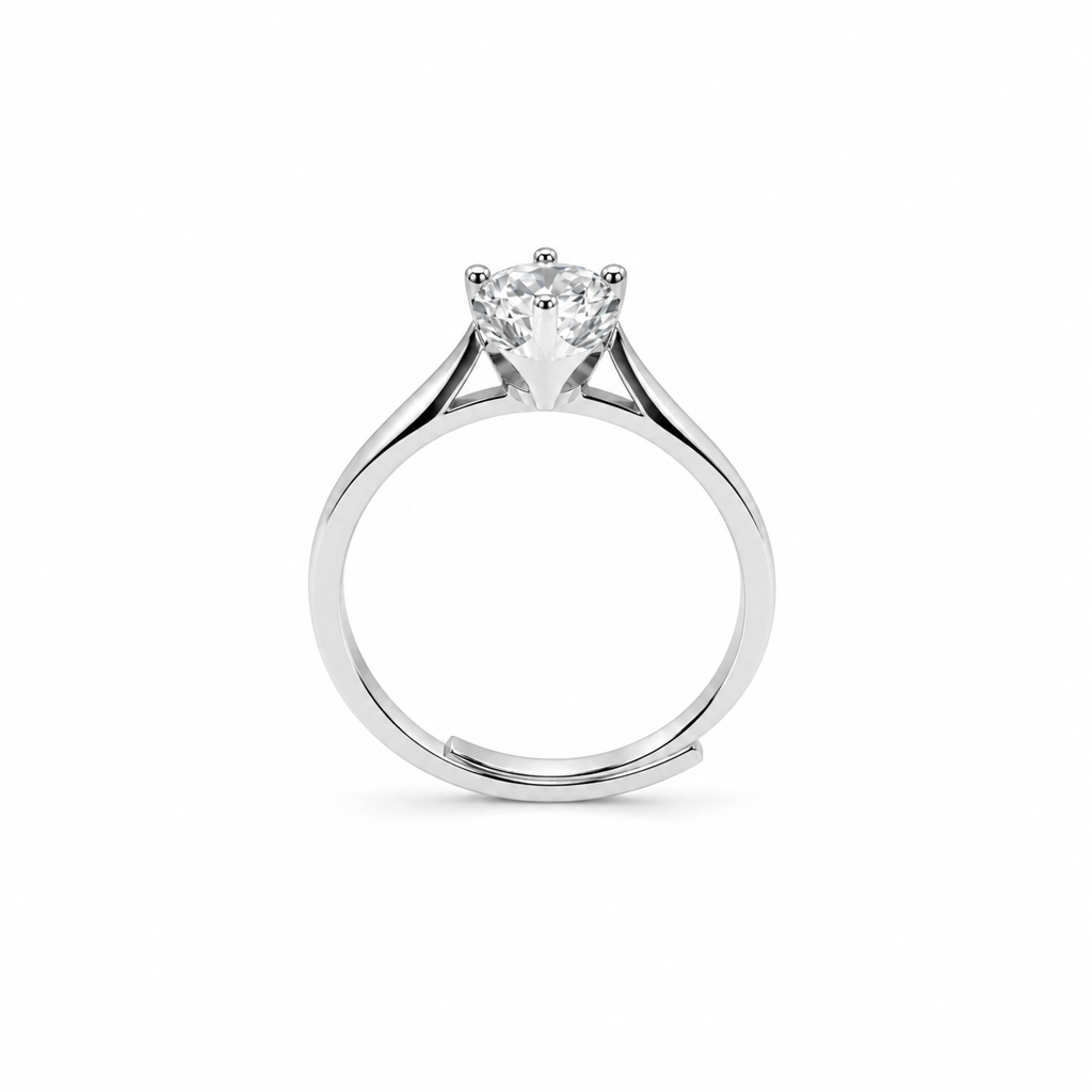 925 Silver Round Cut Adjustable Ring : LR23277